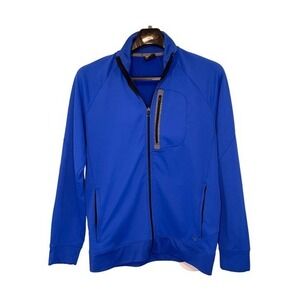 Gap Fit Dry‎ Jacket Royal Blue Black Nylon Fleece Lined Full Zip M